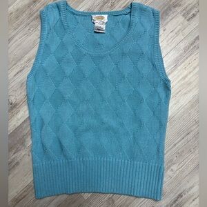 Talbots Sweater Vest Sleeveless Mercerized Cotton Light Blue Size M